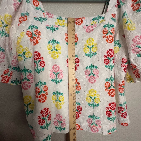 DRAPER JAMES Floral Eyelet Puff Shoulder Peasant Top Cottagecore Women’s XXL - Picture 8 of 9